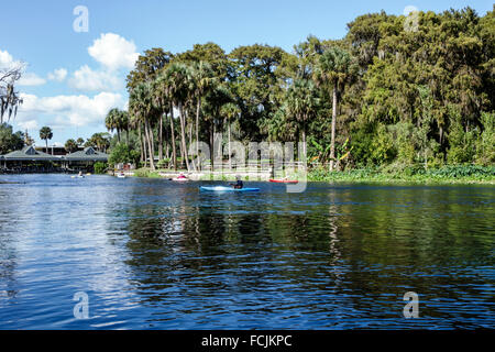 Florida, Süd, Silver Springs, State Park, Silver River Water, Natur, natürliche Landschaft, Wasser, Kajakfahrer, Paddeln, Kajaks, Besucher reisen Reisetouristen Stockfoto