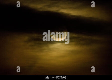 London, UK. 23. Januar 2016. Vollmond über London Stadt Credit: Guy Corbishley/Alamy Live News Stockfoto