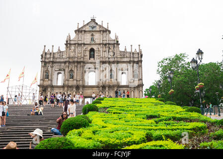 Macao, China - 25 Juni 2015:Tourists Besuch der Limes am 25. Juni 2015 in Macao, China. Das historische Zentrum o Stockfoto