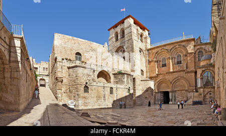 Panorama der Kirche des Heiligen Grabes - Kirche in Christian Quarter von der Altstadt von Jerusalem. Stockfoto