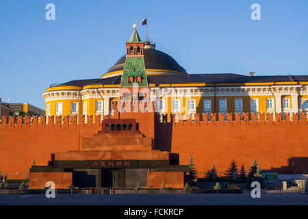 Lenin-Mausoleum, Kreml-Mauer und Senatsgebäude auf dem Roten Platz, Moskau, Russland Stockfoto