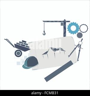 Verschiedene Gebäude Symbole. Baukonzept Stock Vektor