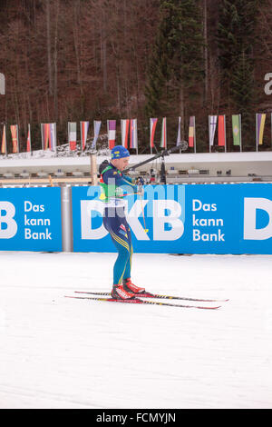 Ruhpolding, Deutschland, 2016/01/06: Training vor der Biathlon-WM in Ruhploding Stockfoto