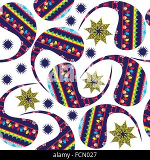 Bunte dunkle nahtlose Paisley-Muster und nahtlose Muster im Swatch-Menü, Vektor-Illustration. Niedliche Textur für Textile Gestaltung Stock Vektor