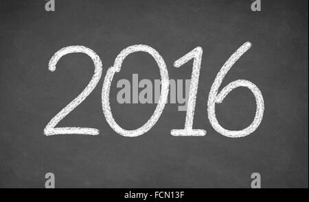 handschriftliche 2016 mit weißer Kreide Stockfoto