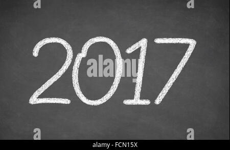 handschriftliche 2017 mit weißer Kreide Stockfoto