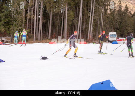 Ruhpolding, Deutschland, 2016/01/06: Training vor der Biathlon-WM in Ruhploding Stockfoto