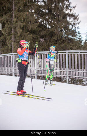 Ruhpolding, Deutschland, 2016/01/06: Training vor der Biathlon-WM in Ruhploding Stockfoto