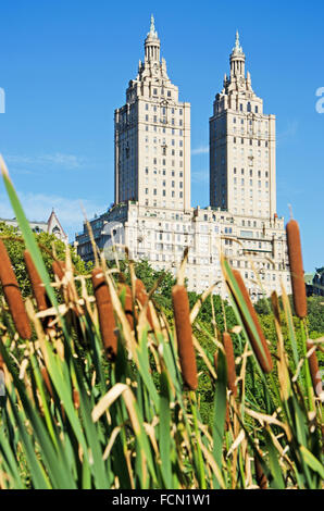 Central Park, New York City, Usa: Blick auf das San Remo Gebäude, eröffnet im Jahre 1930 Stockfoto