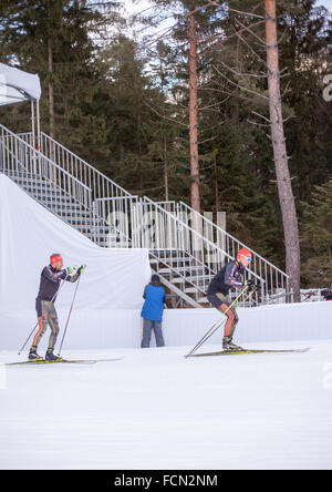 Ruhpolding, Deutschland, 2016/01/06: Training vor der Biathlon-WM in Ruhploding Stockfoto