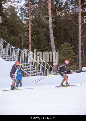 Ruhpolding, Deutschland, 2016/01/06: Training vor der Biathlon-WM in Ruhploding Stockfoto