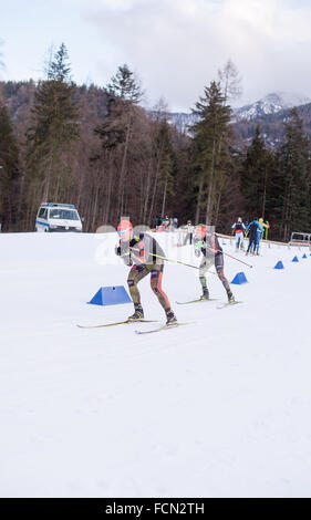 Ruhpolding, Deutschland, 2016/01/06: Training vor der Biathlon-WM in Ruhploding Stockfoto