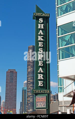 Chicago, Illinois, Vereinigte Staaten von Amerika, USA: das Zeichen des Chicago Shakespeare Theater, eine gemeinnützige, professionelle Theater Company in N Stockfoto