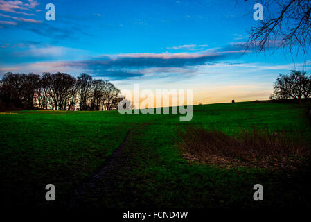 Allgemeine Ansichten in der Abenddämmerung auf Hampstead Heath in London Stockfoto