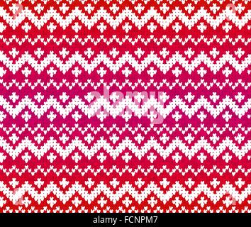 Red Ornament Vektor nahtlose Muster gestrickt Stock Vektor