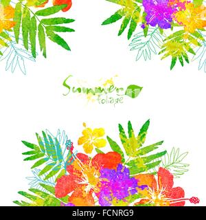 Hellen tropische Blumen Vektor Sommer frame Stock Vektor