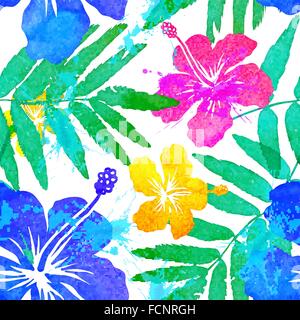Lebendige Farben Tropenblumen Vektor nahtlose Muster Stock Vektor
