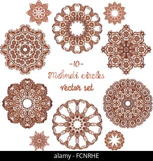 Doodle Kreise legen in indischen Mehndi-Stil Stock Vektor