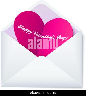 Rosa gefalteten Herz in weißes Papierumschlag Stock Vektor