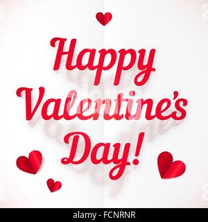 Happy Valentines Day anmelden gefaltetes Papier Stil Stock Vektor