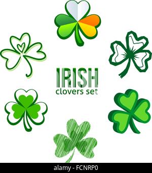 Grüne irische Kleeblätter in Logostil Stock Vektor