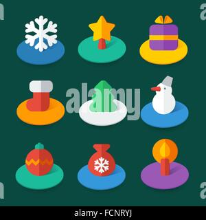 Satz von flachen isometrische Vektor-icons Stock Vektor