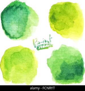 Grüne Aquarell gemalten Vektor Flecken Satz Stock Vektor