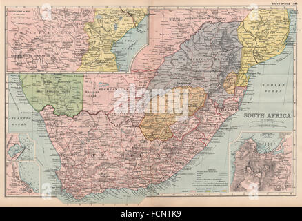S Afrika: Cape Colony Orange Free State.Cape Stadt Durban Port Elizabeth, 1893 Karte Stockfoto
