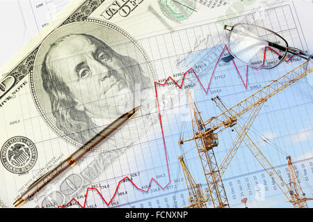 wertvollen Papiere, Charts und Diagramme - eine collage Stockfoto