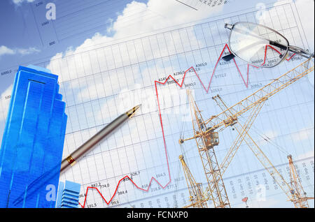 wertvollen Papiere, Charts und Diagramme - eine collage Stockfoto