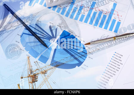 wertvollen Papiere, Charts und Diagramme - eine collage Stockfoto