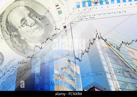 wertvollen Papiere, Charts und Diagramme - eine collage Stockfoto