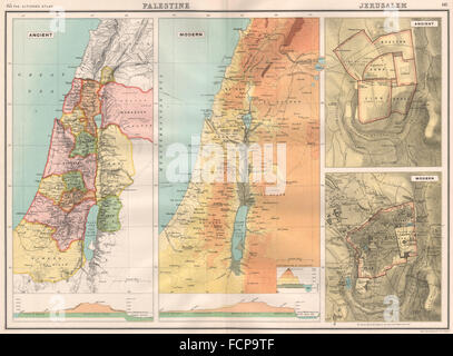 12 Stämme Israels: Palästina/Jerusalem alte & Modern. Bartholomäus, 1898-Karte Stockfoto