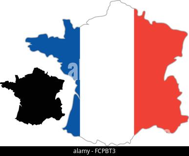 Frankreich-Karte-Flagge auf einem weißen Hintergrund. Vektor-Illustrator. Stock Vektor