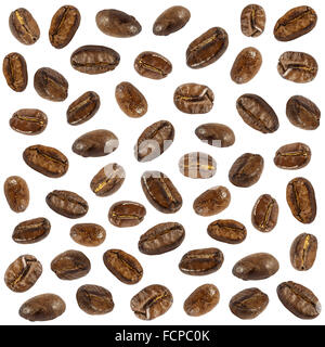 Sammlung von frisch gerösteten Kaffeebohnen (Nahaufnahme) (Hintergrund zu isolieren) Stockfoto