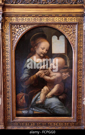 "Madonna mit Kind (The Litta Madonna)" von Leonardo da Vinci in der Eremitage, St. Petersburg, Russland. Stockfoto