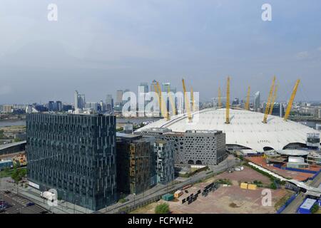 Blick auf die O2-Arena von der Emirates Air Line Stockfoto