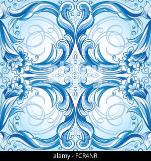 Vektor nahtlose blau Blumenmuster Stock Vektor