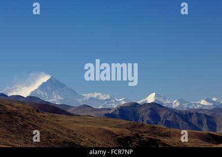 L.to R. Lhotse 8516ms. Chomolungma-Heilige Mutter-Everest 8844 Frau Nuptse W.Peak 7861 Frau Changtse N.Peak 7543 Frau Khumbutse 6665 m Stockfoto