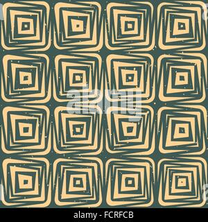 Vektor nahtlose Hand gezeichneten geometrischen Linien Quadrat Fliesen Retro-Muster Stock Vektor