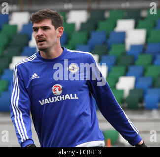 Nordirland internationale Kyle Lafferty Teilnahme an einer Schulung von Nordirland (September 2015) Stockfoto