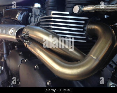 Nahaufnahme eines glänzenden Motorrad-Motor Stockfoto