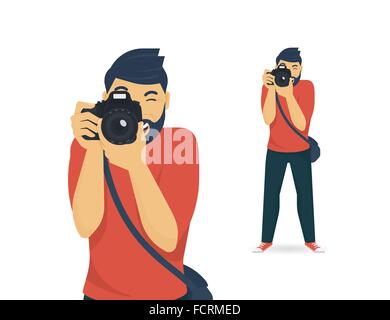 Glückliche Fotograf nimmt ein Foto Stock Vektor