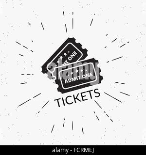 Retro-Grunge Abbildung von zwei schwarzen tickets Stock Vektor