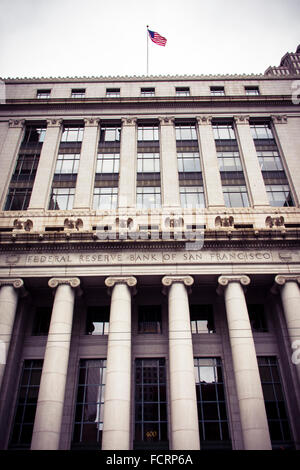 Federal Reserve Building, niedrigen Winkel Ansicht, San Francisco, Kalifornien Stockfoto