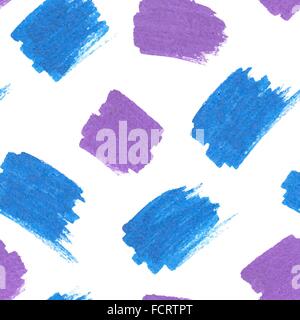Blau und lila Marker Flecken nahtloses Muster Stock Vektor