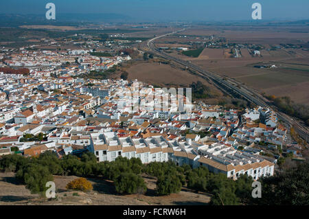 Panoramaaussicht, Almodovar del Rio, Provinz Córdoba, Andalusien, Spanien, Europa Stockfoto