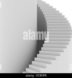 Wendeltreppe. Ansicht von oben. 3D Render auf weißem Hintergrund Stockfoto