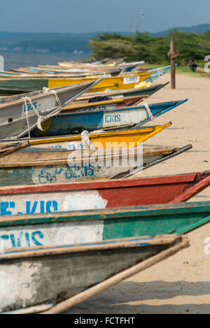 Boote am Strand von der See Edouard, Queen Elizabeth National Park, Uganda, Ostafrika Stockfoto