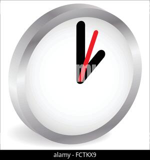 Metallisch, 3d Wanduhr, Uhr-Symbol. Vektor. Stock Vektor